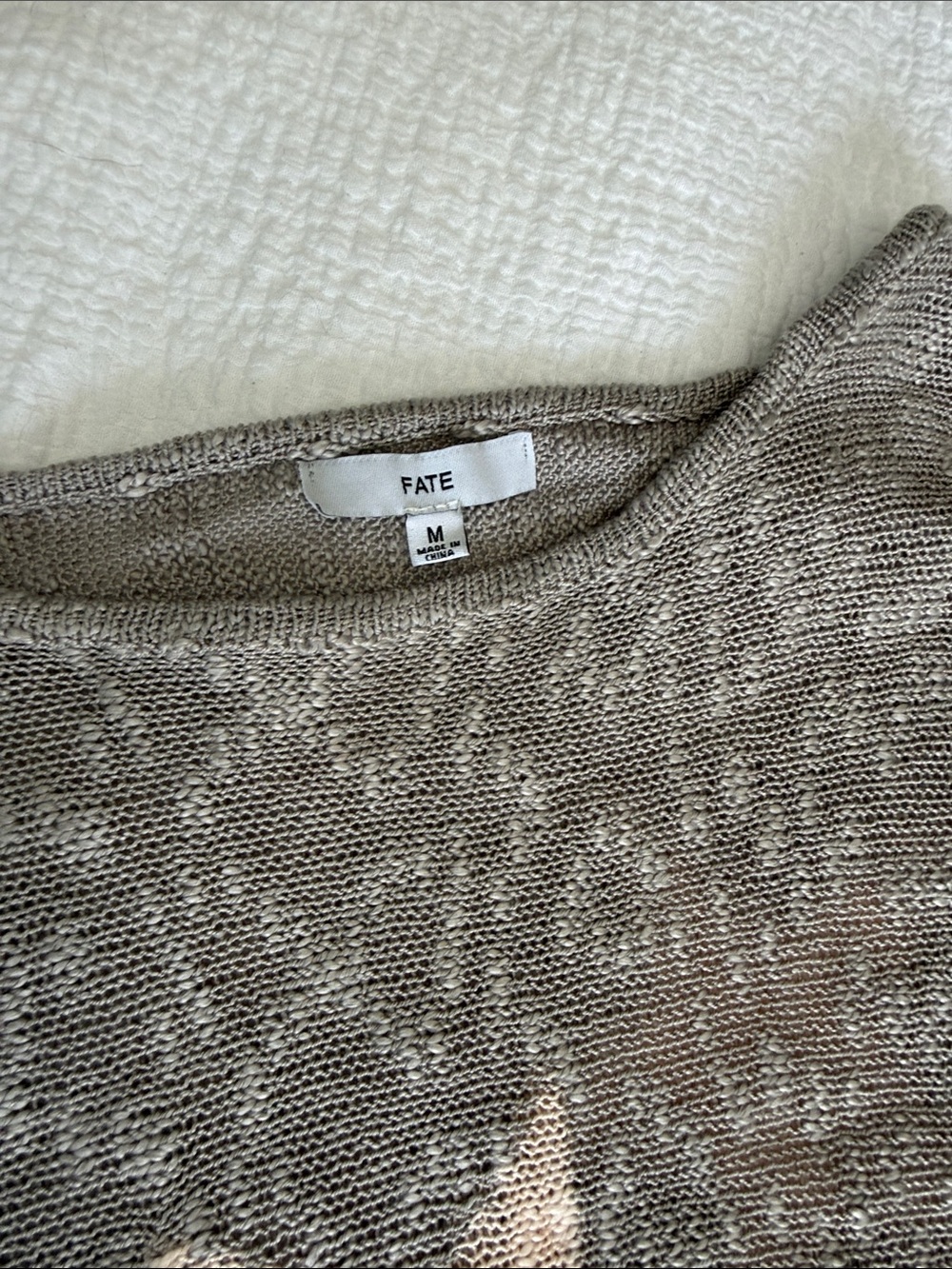 Fate Neutral Taupe Knit Top with Subtle Star Texture - Picture 2 of 3